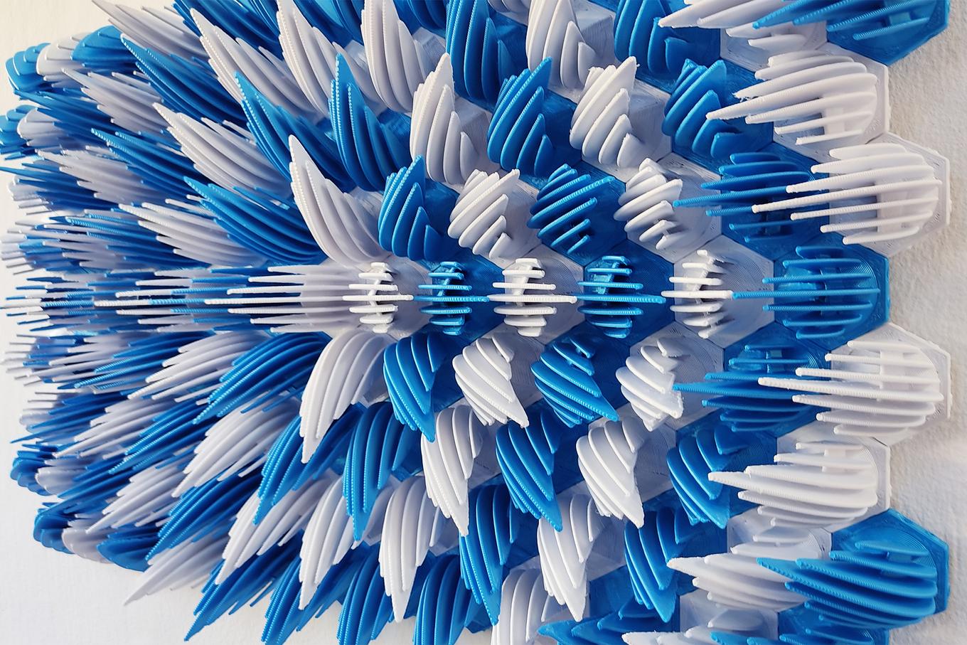 Ice Blast | Herschel Shapiro | Blue White Dimensional Mosaic