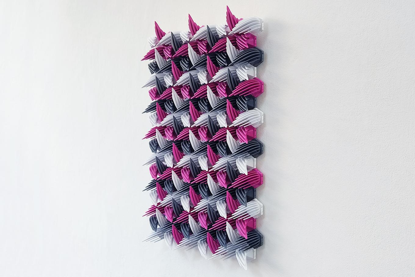 Laser Combs | Herschel Shapiro | Pink Gray Dimensional Geometric Mosaic