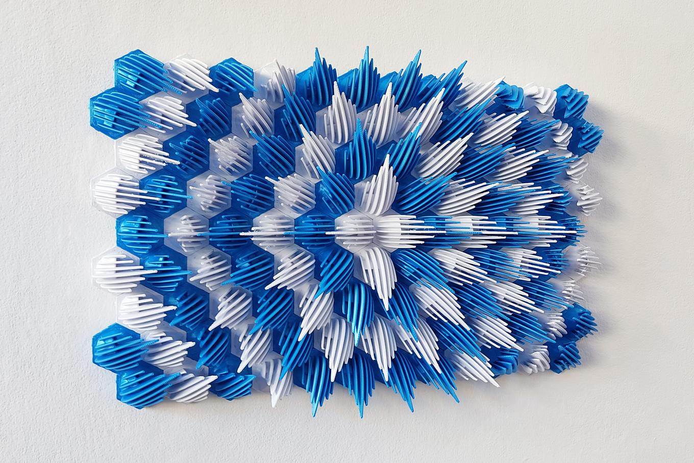 Ice Blast | Herschel Shapiro | Blue White Dimensional Mosaic