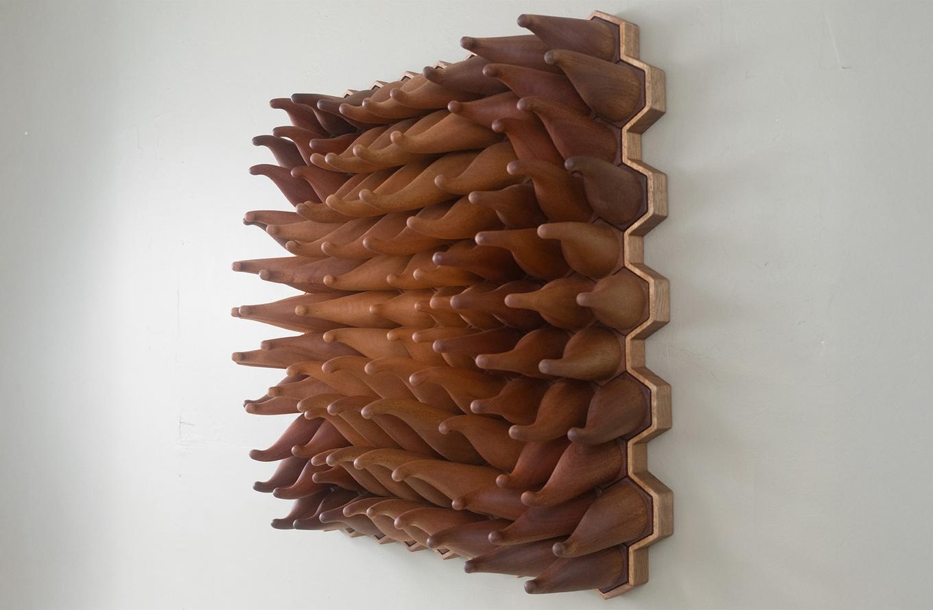 Swirly Sprouts - Meranti Wood | Herschel Shapiro | Abstract 3D Printed Wall Sculpture Swirly Sprouts - Meranti Wood | Herschel Shapiro | Abstract 3D Printed Wall Sculpture