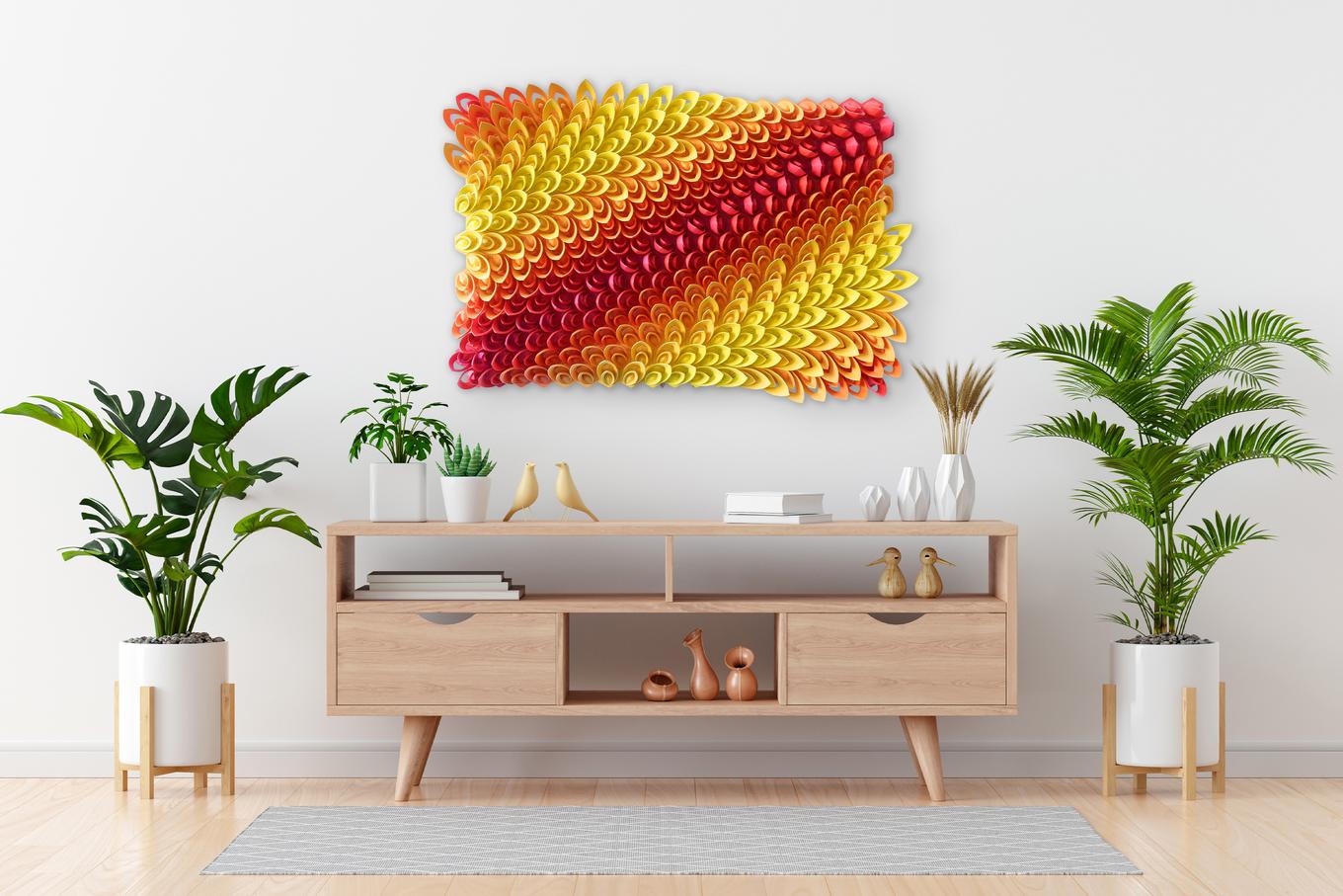 Fire Lotus | Herschel Shapiro | Modern Dimensional 3D Wall Art Mosaic Fire Lotus | Herschel Shapiro | Modern Dimensional 3D Wall Art Mosaic