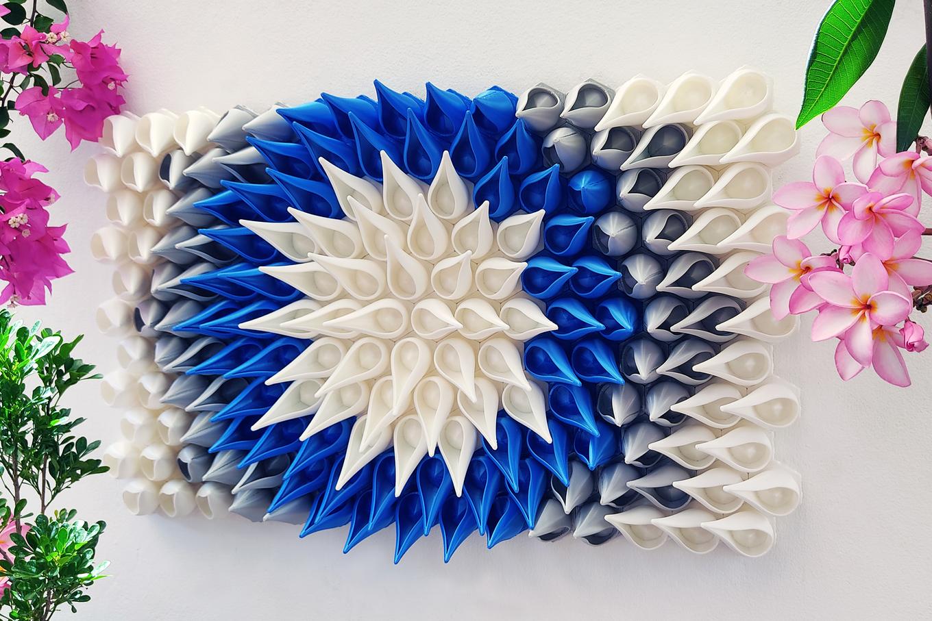 Winter Star | Herschel Shapiro | Modern Blue Gray Flower Mosaic