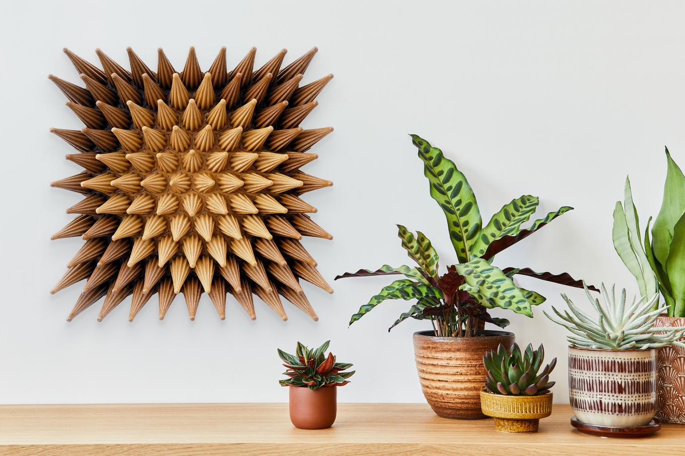 Wooden Sunshine Sprouts | Herschel Shapiro | Modern Dimensional 3D Wall Art Mosaic Wooden Sunshine Sprouts | Herschel Shapiro | Modern Dimensional 3D Wall Art Mosaic
