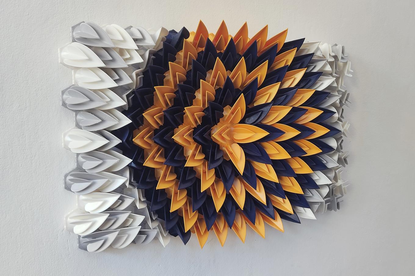 Radiant Pineapple | Herschel Shapiro | Dimensional Blue Gold Parametric 3D Wall Art
