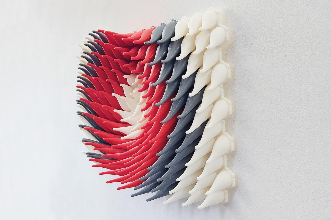 Twisted Tentacles | Herschel Shapiro | Abstract Red Gray 3D Wall Art